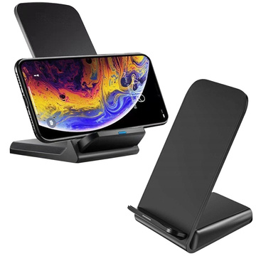 Induktives Ladegerät Qi Wireless Charger 15W Telefonständer Schwarz