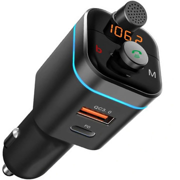Ładowarka samochodowa zestaw głośnomówiący Alogy Transmiter FM Bluetooth 5.0 Karta pamięci USB QC 3.0 USB-C PD 18W