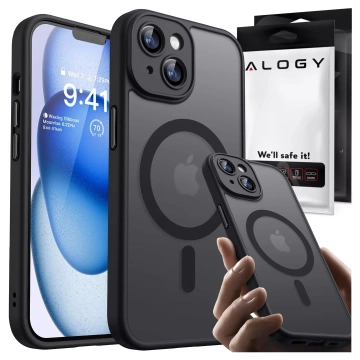 Etui do Apple iPhone 13 obudowa Alogy MagSafe Hybrid Matte Case pokrowiec matowy z ochroną obiektywu czarny + Szkło