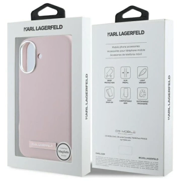 Etui Karl Lagerfeld do iPhone 16 6.1" Różowy MagSafe Hardcase FW Metal Plate 