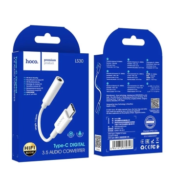 HOCO AUX-Adapter Typ C auf Klinke 3,5 mm LS30 Weiß