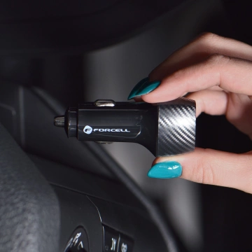 Ładowarka samochodowa Forcell Carbon 20W USB-C + kabel Lightning