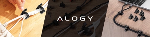 Samoprzylepne klipsy x100 Organizer biurkowy kabli organizery na kable przewody na blat biurko taśma 3M Alogy [100szt]