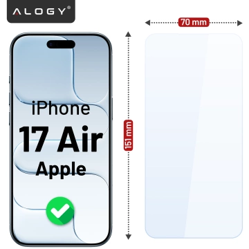 2x Szkło Hartowane Ochronne 9H do Apple iPhone 17 Air, Wzmocnione i Odporne na Zarysowania, Łatwy Montaż Bez Bąbelków, Alogy Heavy Pro+™ – Przezroczyste