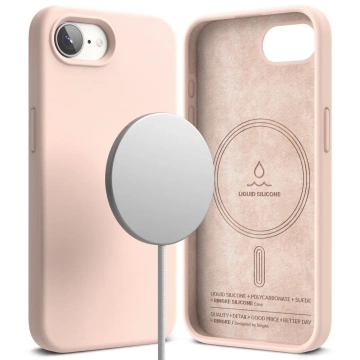 Etui Ringke Silicone Magnetic MagSafe do iPhone 16e Pink Sand