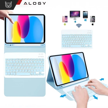 Alogy Tastaturhülle mit Stifthalter, kabellose Tastatur für Apple iPad 11 (2025) / iPad 10.9 (2022), Blau
