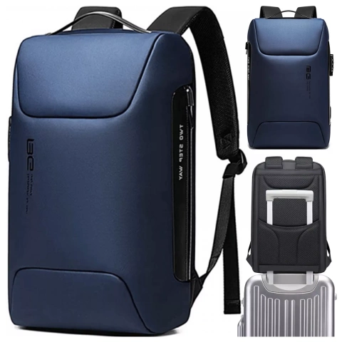 Bange Wasserdichter Diebstahlsicherer Rucksack für 15,6"-Laptops, ideal für Stadtreisen, 48 x 30 x 16 cm, für Arbeit und Flugreisen, für Damen und Herren, mit USB-Anschluss und Zahlenschloss, Marineblau