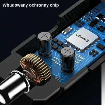  Zestaw głośnomówiący do auta USAMS C21 z transmiterem FM, Bluetooth 5.0, MP3, 2xUSB 3,4A CC115GC01 (US-CC115) czarny/black