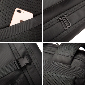 Wasserdichter Rucksack von Bange für 17-Zoll-Laptops, ideal für Stadtreisen, 47,5 x 31 x 26 cm, erweiterbar für Arbeit und Flugreisen, für Damen und Herren, schwarz