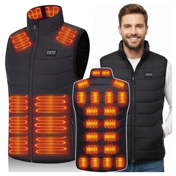 Kamizelka grzewcza z 28 strefami – 4-stopniowa regulacja temperatury, zasilanie USB, idealna na zimę i aktywności outdoor – Alogy ThermoVest™ Czarna (L)