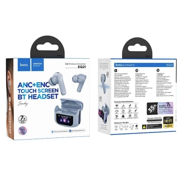 TWS Hoco EQ21 ANC ENC Bluetooth 5.4 LED Blau Kopfhörer