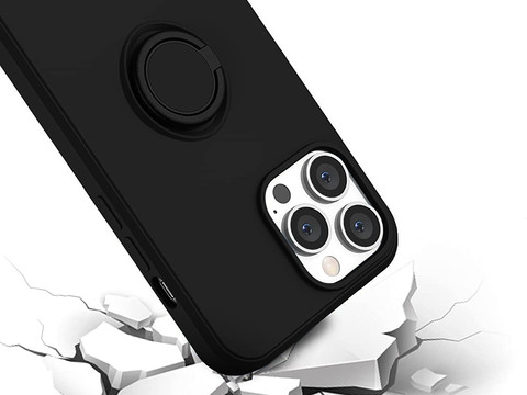 Etui silikonowe Ring Ultra Slim Alogy do Apple iPhone 13 Pro Czarne + Szkło