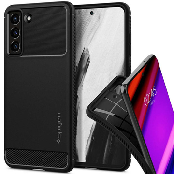 Etui do Samsung Galaxy S21 FE futerał Spigen Rugged Armor Matte Black + Szkło