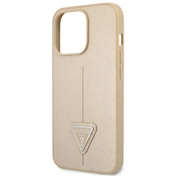 Etui Guess GUHCP14XPSATLE do Apple iPhone 14 Pro Max 6,7" beżowy/beige hardcase SaffianoTriangle Logo
