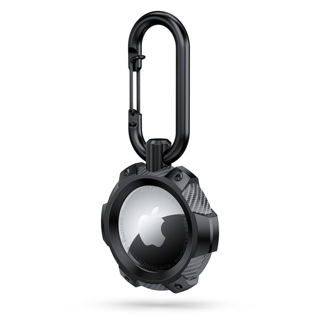 TpuCarbon Hülle ein Schlüsselanhänger mit Karabiner für Apple AirTag Black