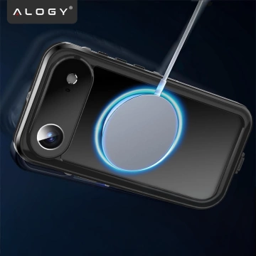 Etui Wodoodporne do Apple iPhone 17 Air 6,6", Pancerna Obudowa 360° z Przezroczystym Tyłem, Kompatybilna z MagSafe, Alogy HydroArmor™ IP68 Case – Czarne