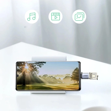 Ugreen US270 USB-C auf USB-A 3.0 OTG Adapter mit Lanyard 5Gb/s Grau