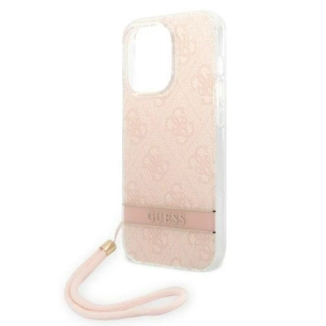 Etui Guess GUOHCP14LH4STP do Apple iPhone 14 Pro 6,1" różowy/pink hardcase 4G Print Strap