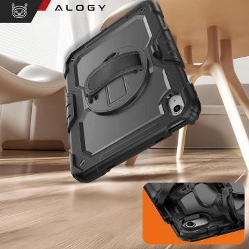 Etui ochronne Alogy Pirate Armor stojak pasek case obudowa do Apple iPad (10 Gen.) 2022 10.9" /  iPad 11 A16 (11. Gen.) 2025 Czarne
