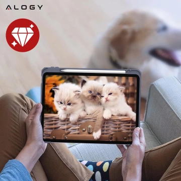 Etui hybrydowe z miejscem na rysik do Apple iPad Air 11" (2024,2025) / Air 10.9" (2020,2022) / Pro 11 (2018) Alogy Hybrid Book Cover Case Marble Fioletowe