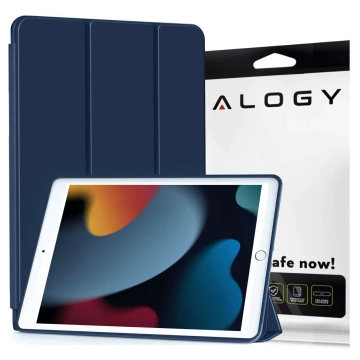 Etui do Apple iPad 10.2" 9/8/7 Gen (2021/2020/2019), Ochronne Smart Case z Klapką i Podstawką, Odporne TPU, Wzmocnione Narożniki, Alogy BookGuard™ – Granatowe