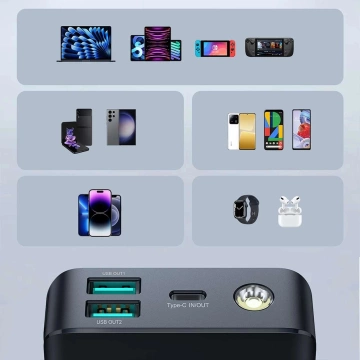 Powerbank Joyroom JR-PBF03 30000mAh PD 30W USB-C Kabel (0,25m) - schwarz