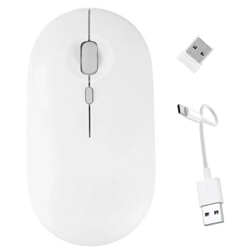 Myszka bezprzewodowa Alogy mysz ergonomiczna mała do laptopa PC bluetooth 2.4GHz cicha biała