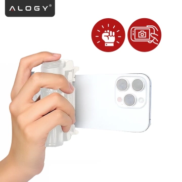 Selfie Stick Mini Tripod stabilny kompaktowy lekki Kijek do Selfie i Statyw Rozkładany 360° z Pilotem Bluetooth 10m, Stojak do Zdjęć i Nagrywania, Alogy FlexiShot™ Biały