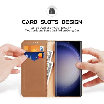 DUX DUCIS Hivo Hülle - Leder-Brieftaschenhülle für Samsung Galaxy S24 Plus braun