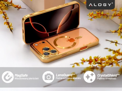 Etui z MagSafe do Apple iPhone 17 Pro – obudowa glamour z ochroną obiektywu, eleganckie i odporne na zarysowania – Alogy LuxuryRing™ Glamour Case Gold