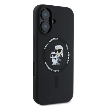 Etui Karl Lagerfeld do iPhone 16 Plus 6.7" Czarny MagSafe Hardcase Silicone Karl&Choupette Ring 