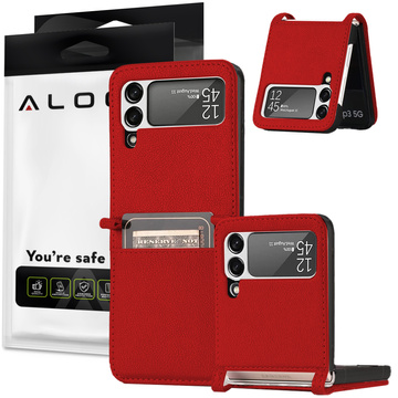 Etui z klapką portfel Alogy skórzane do Samsung Galaxy Z Flip 3 5G Czerwone
