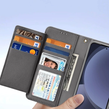 Etui do Samsung Galaxy S25 Dux Ducis Lawa Skórzane Szare