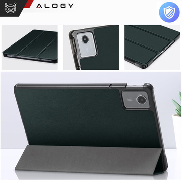 Etui do Lenovo Tab K11 / K11E 11” M11 10.95" TB330FU / TB330XU / TB331FC Book Case Cover z klapką obudowa futerał pokrowiec Alogy Zielone + Szkło + Rysik
