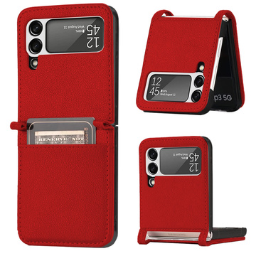 Etui z klapką portfel Alogy skórzane do Samsung Galaxy Z Flip 3 5G Czerwone