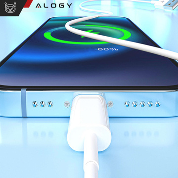 Kabel 2m Alogy Fast Charge USB do Lightning przewód do ładowania iPhone 20W White 