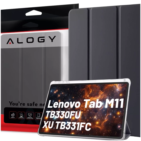 Etui do Lenovo Tab K11 / K11E 11” M11 10.95" TB330FU/TB330XU/TB331FC Smart Case Pencil z klapką obudowa Alogy Czarno-przezroczyste