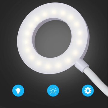 Lampa lampka biurkowa Alogy Desk LED Ring Lamp z klipsem do biurka blatu bezprzewodowa elastyczna Biała