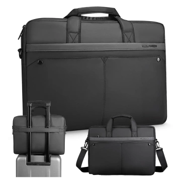 Torba na Laptopa 14" Mark Ryden, Wodoodporna, Elegancka i Pojemna, Lekka 0.5 kg, z Kieszenią na Laptopa i Tablet 9.7", Pasek na Walizkę – Czarna