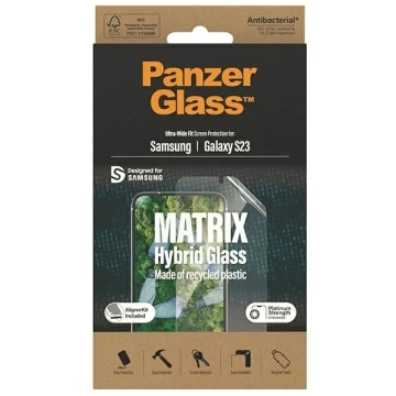 Hybridglas für Samsung Galaxy S23 PanzerGlass Matrix Ultra-Wide Fit mit Positionierer