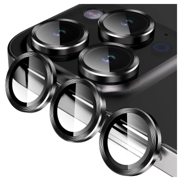Glas für Apple iPhone 16 Pro / 16 Pro Max Kameraabdeckung Objektiv 3mk Lens Protection Pro Schwarz Schutzhülle