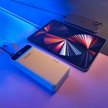 Dudao powerbank 30000 mAh 3x USB z lampką LED biały (K8s+ white)