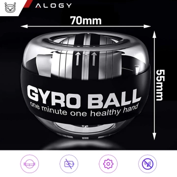 Gyro Ball Alogy Ball zum Trainieren des Handgelenks Powerball Handgriff zur Stärkung der Muskulatur Gyro Ball Schwarz