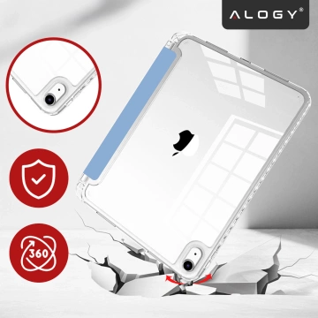Etui do Apple iPad 11gen. 11" 2025 / 10gen. 10.9" 2022 Ochronne Hybrydowe z Miejscem na Rysik, Składana Okładka, Funkcja Podstawki, Alogy HybridBook™ Case  – Błękitne