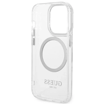 Etui Guess GUHMP14LHTRMS do Apple iPhone 14 Pro 6,1" srebrny/silver hard case Metal Outline Magsafe