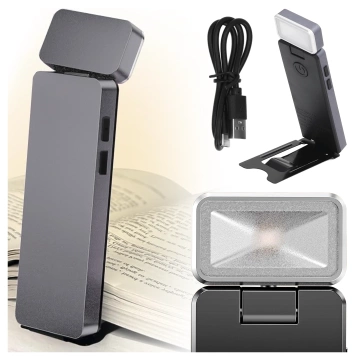 Lampka LED do czytania Alogy Clip Lamp Lampa z klipsem do książki na książkę 15 trybów akumulator Szara