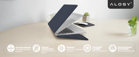 Etui do Apple Macbook Pro 14 2021-2024 (M1/M2/M3/M4) – elastyczna, matowa obudowa ochronna, lekka i odporna – Alogy AirGuard™ Granatowy