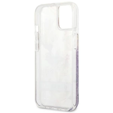 Guess GUHCP13SLFLSU iPhone 13 mini 5,4" fioletowy/lila Hardcase Flower Liquid Glitter