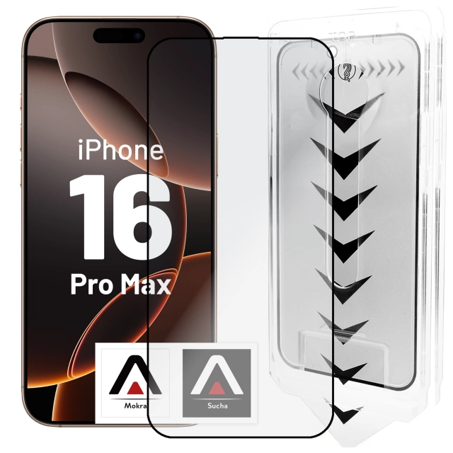 Szkło hartowane do Apple iPhone 16 Pro Max ochronne szkiełko na ekran 9H Alogy EasyShield™️ z ramką montażową