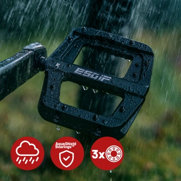Pedały rowerowe platformowe do roweru szosowego i górskiego platformowe MTB 3 łożyska czarne komplet [2szt.] Czarne